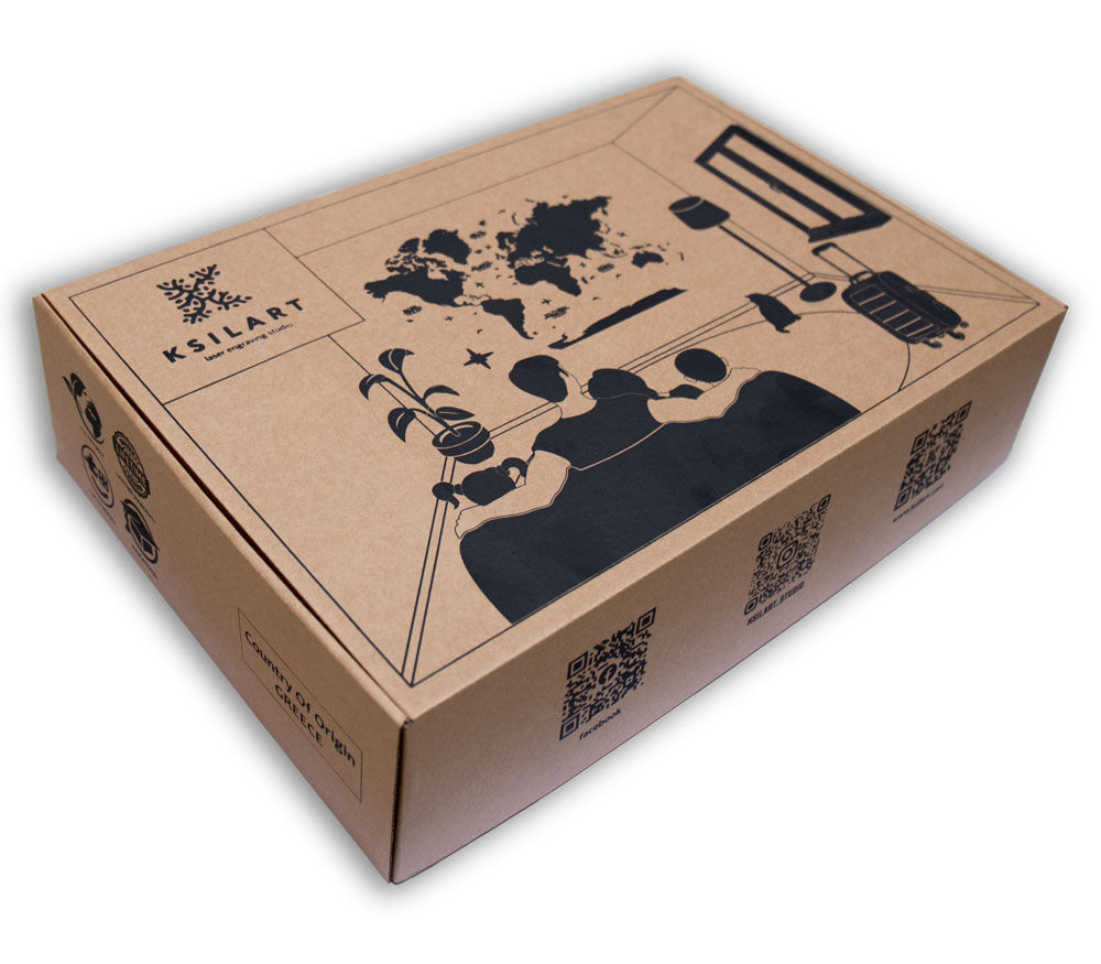 box for wooden world map
